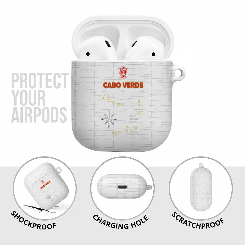 Cape Verde Football AirPods Case Come On Tubaroes Azuis - White