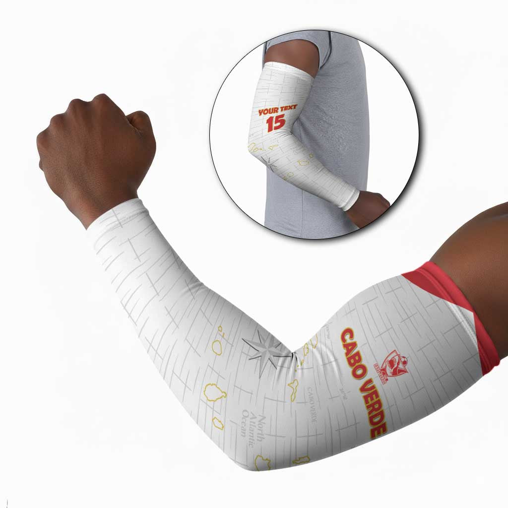 Custom Cape Verde Football Arm Sleeves Come On Tubaroes Azuis - White