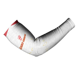 Custom Cape Verde Football Arm Sleeves Come On Tubaroes Azuis - White