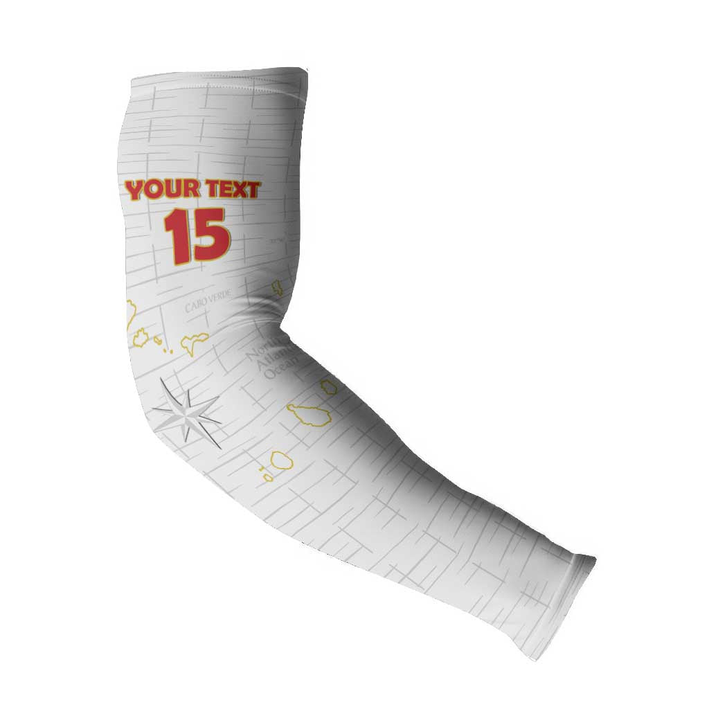 Custom Cape Verde Football Arm Sleeves Come On Tubaroes Azuis - White