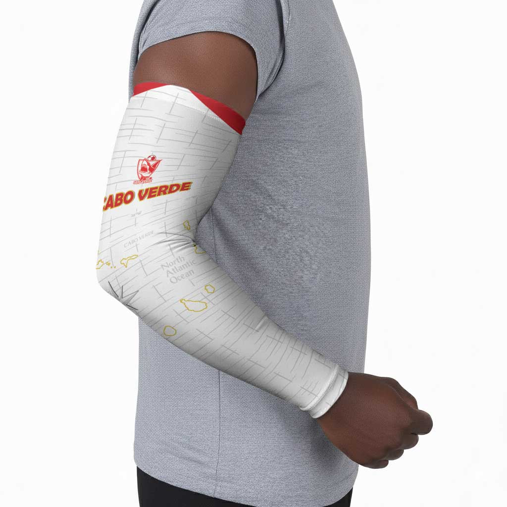 Custom Cape Verde Football Arm Sleeves Come On Tubaroes Azuis - White