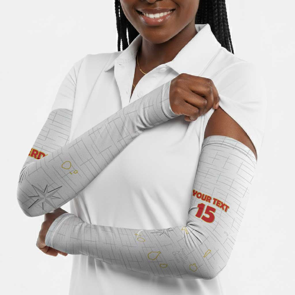 Custom Cape Verde Football Arm Sleeves Come On Tubaroes Azuis - White