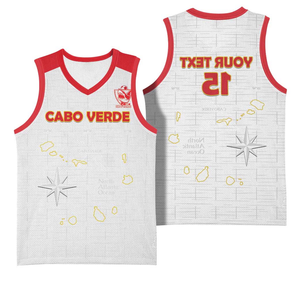 Custom Cabo Verde Football Basketball Jersey Go Tubaroes Azuis Go - White - African Pride