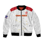 Custom Cabo Verde Football Bomber Jacket Go Tubaroes Azuis Go - White - African Pride
