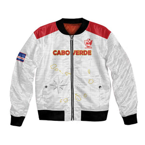 Custom Cabo Verde Football Bomber Jacket Go Tubaroes Azuis Go - White - African Pride
