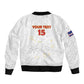 Custom Cabo Verde Football Bomber Jacket Go Tubaroes Azuis Go - White - African Pride