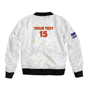 Custom Cabo Verde Football Bomber Jacket Go Tubaroes Azuis Go - White - African Pride