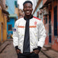 Custom Cabo Verde Football Bomber Jacket Go Tubaroes Azuis Go - White - African Pride