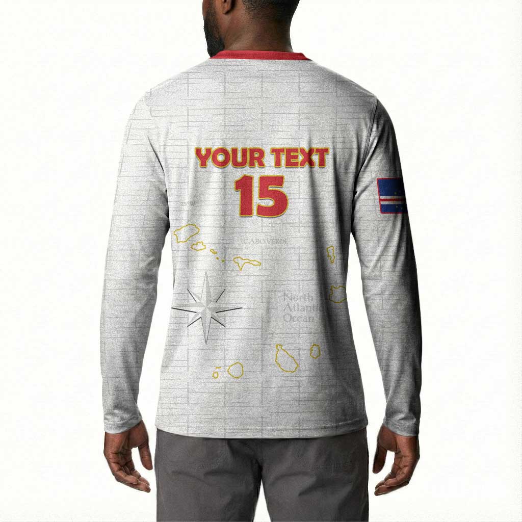 Custom Cape Verde Football Button Sweatshirt Come On Tubaroes Azuis - White