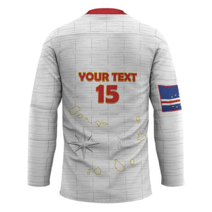 Custom Cape Verde Football Hockey Jersey Come On Tubaroes Azuis - White