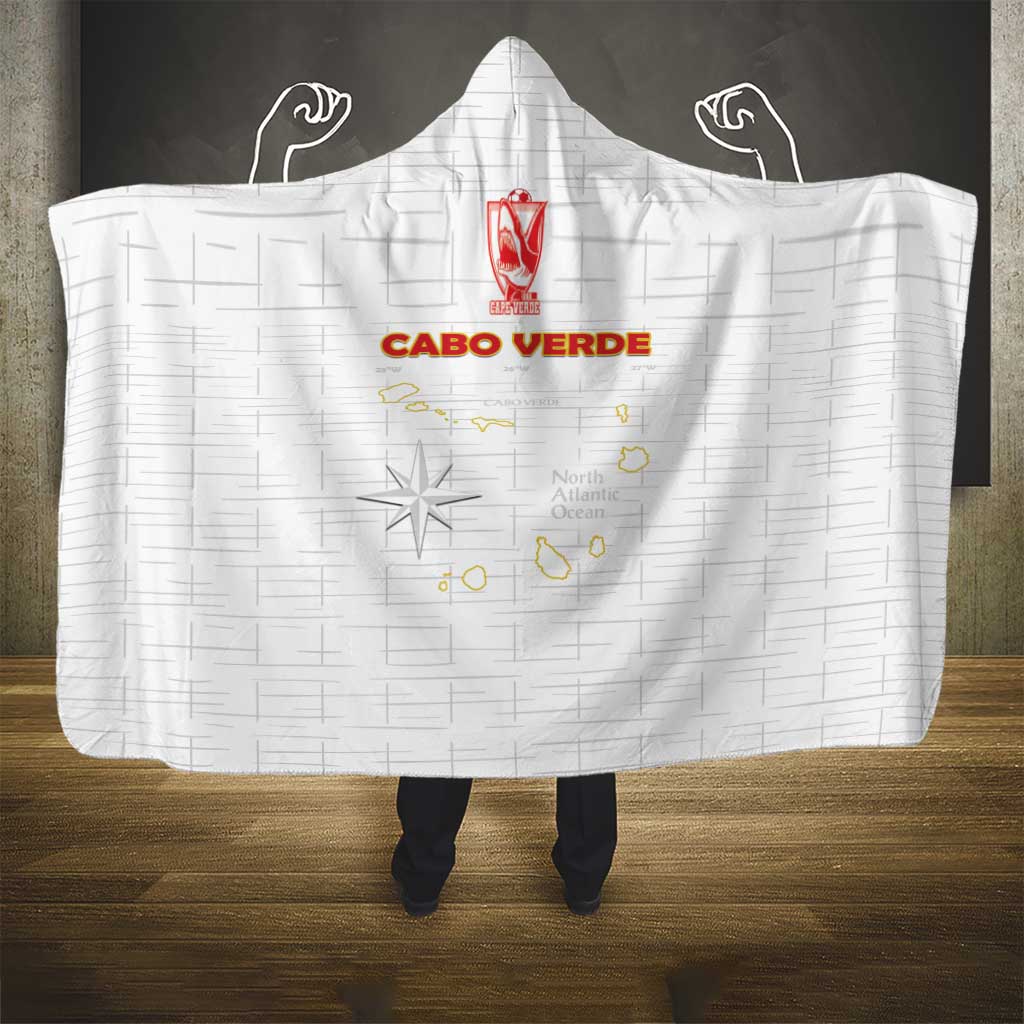 Cabo Verde Football Hooded Blanket Go Tubaroes Azuis Go - White - African Pride