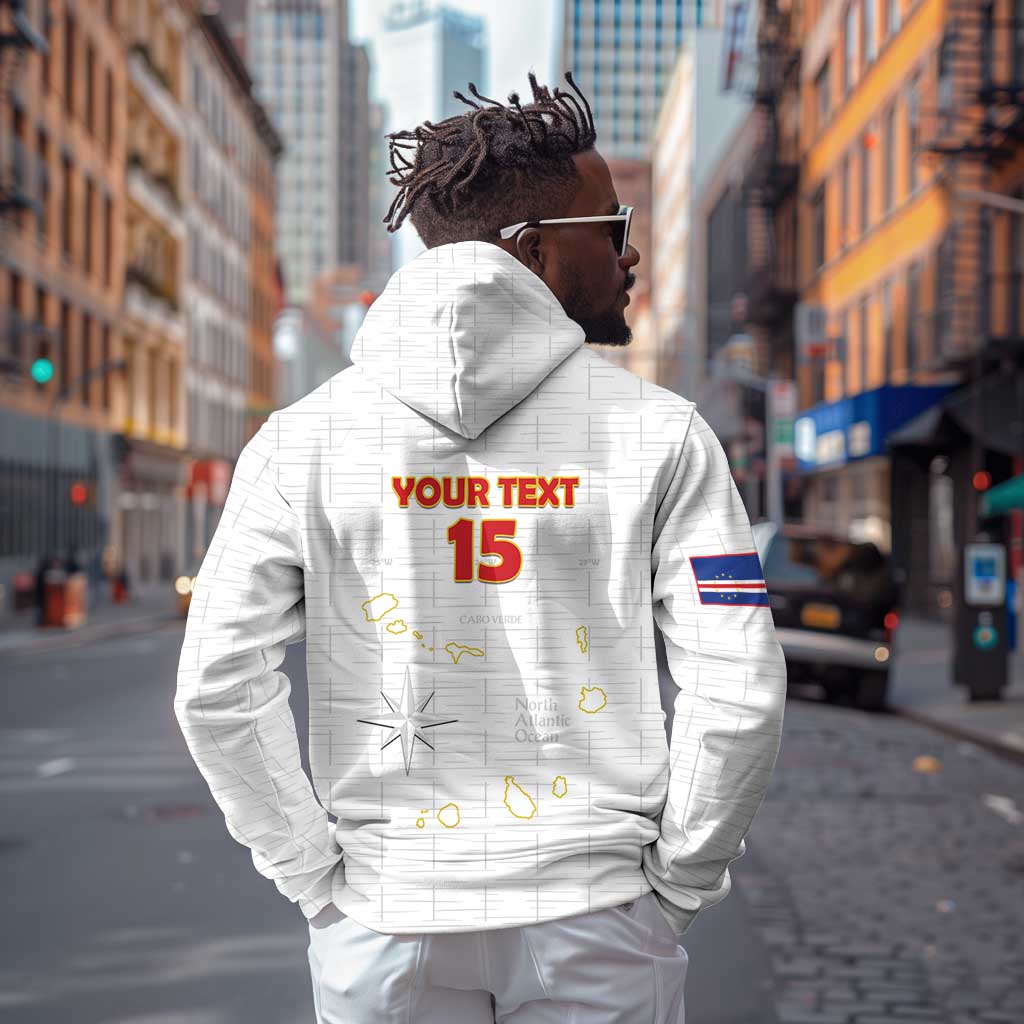 Custom Cabo Verde Football Hoodie Go Tubaroes Azuis Go - White - African Pride