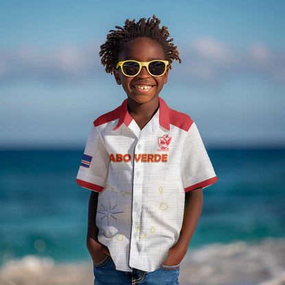 Custom Cabo Verde Football Kid Hawaiian Shirt Go Tubaroes Azuis Go - White - African Pride