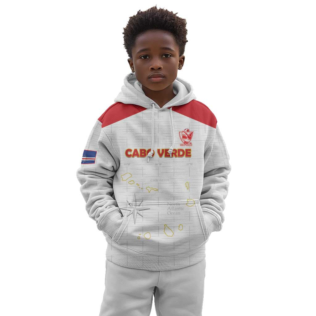 Custom Cabo Verde Football Kid Hoodie Go Tubaroes Azuis Go - White - African Pride