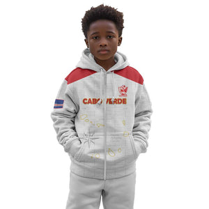 Custom Cabo Verde Football Kid Hoodie Go Tubaroes Azuis Go - White - African Pride
