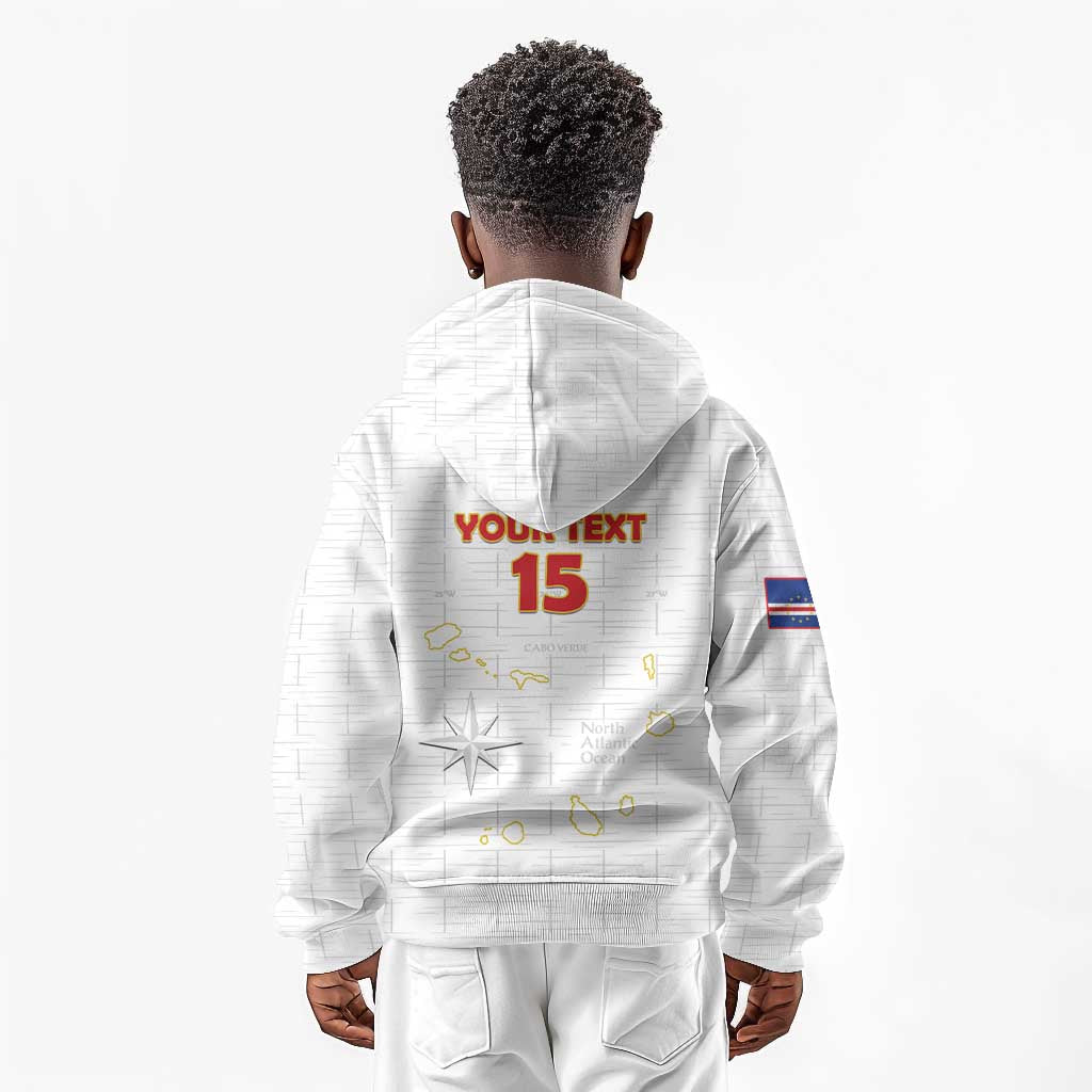 Custom Cabo Verde Football Kid Hoodie Go Tubaroes Azuis Go - White - African Pride