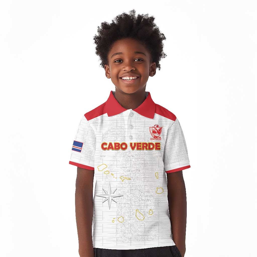 Custom Cabo Verde Football Kid Polo Shirt Go Tubaroes Azuis Go - White - African Pride