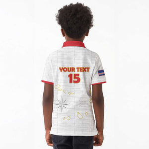 Custom Cabo Verde Football Kid Polo Shirt Go Tubaroes Azuis Go - White - African Pride