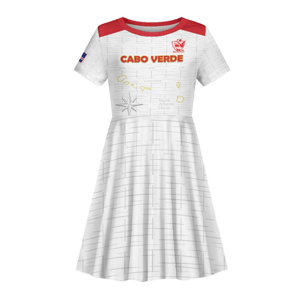 Custom Cabo Verde Football Kid Short Sleeve Dress Go Tubaroes Azuis Go - White - African Pride