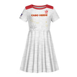 Custom Cabo Verde Football Kid Short Sleeve Dress Go Tubaroes Azuis Go - White - African Pride