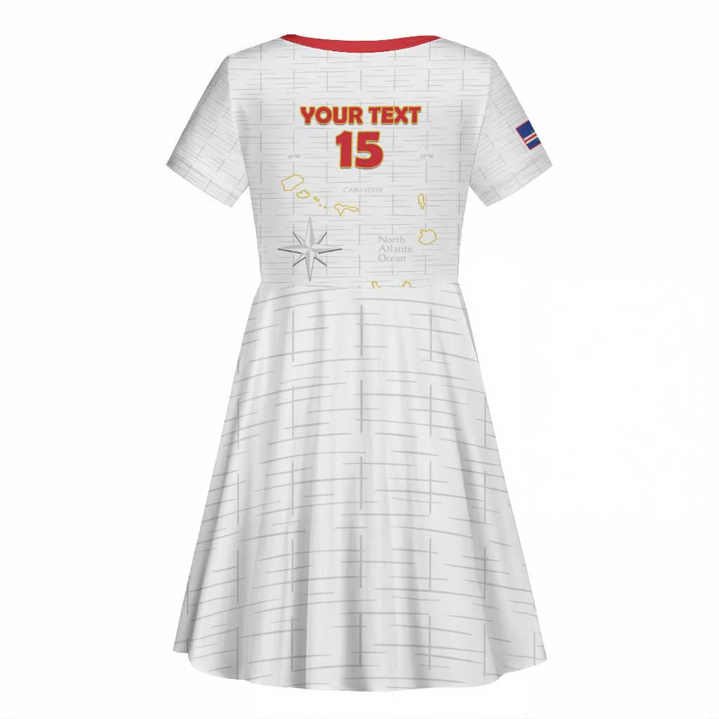 Custom Cabo Verde Football Kid Short Sleeve Dress Go Tubaroes Azuis Go - White - African Pride