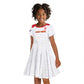 Custom Cabo Verde Football Kid Short Sleeve Dress Go Tubaroes Azuis Go - White - African Pride