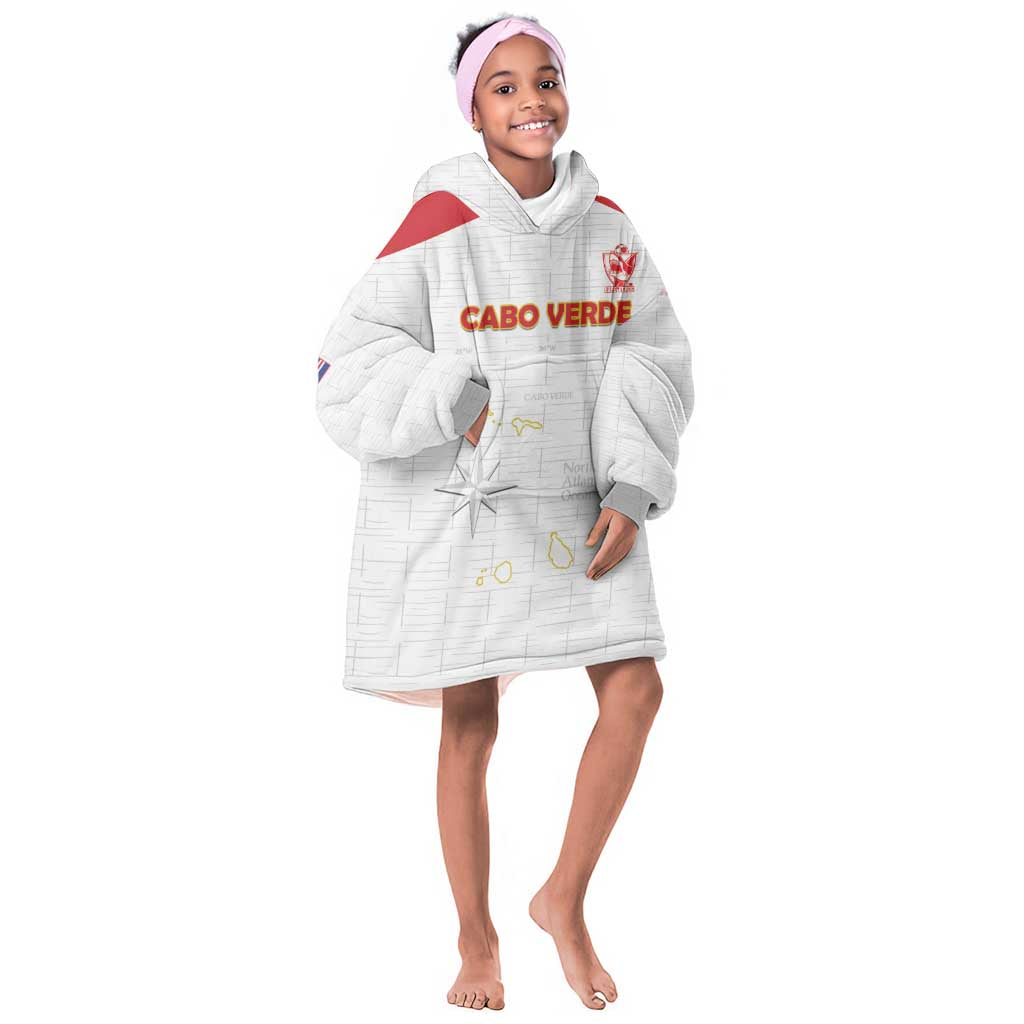 Custom Cabo Verde Football Kid Wearable Blanket Hoodie Go Tubaroes Azuis Go - White - African Pride
