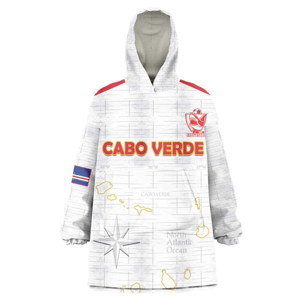 Custom Cabo Verde Football Kid Wearable Blanket Hoodie Go Tubaroes Azuis Go - White - African Pride