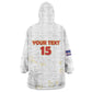 Custom Cabo Verde Football Kid Wearable Blanket Hoodie Go Tubaroes Azuis Go - White - African Pride