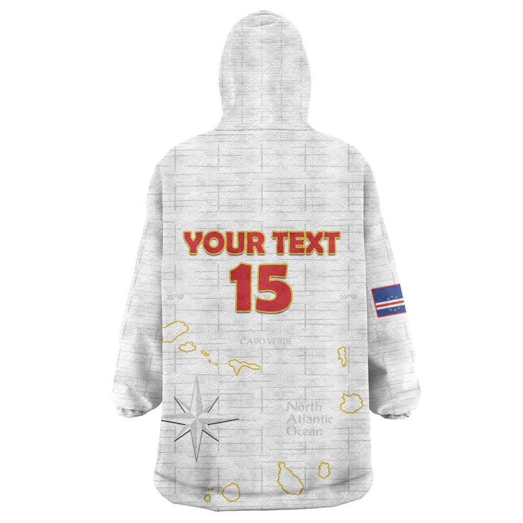 Custom Cabo Verde Football Kid Wearable Blanket Hoodie Go Tubaroes Azuis Go - White - African Pride