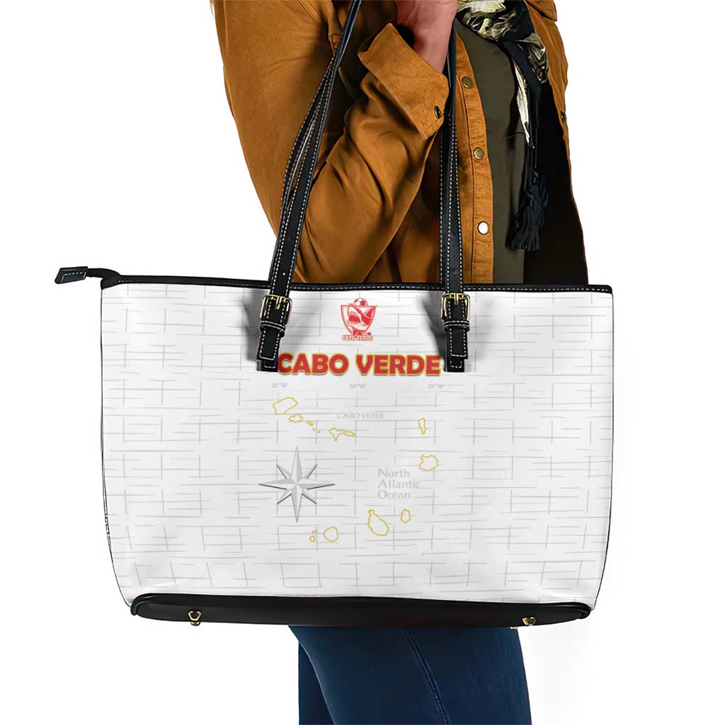 Cabo Verde Football Leather Tote Bag Go Tubaroes Azuis Go - White - African Pride