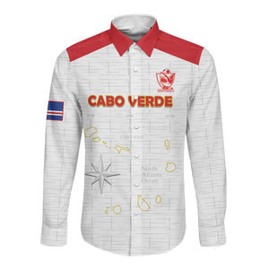 Custom Cabo Verde Football Long Sleeve Button Shirt Go Tubaroes Azuis Go - White - African Pride
