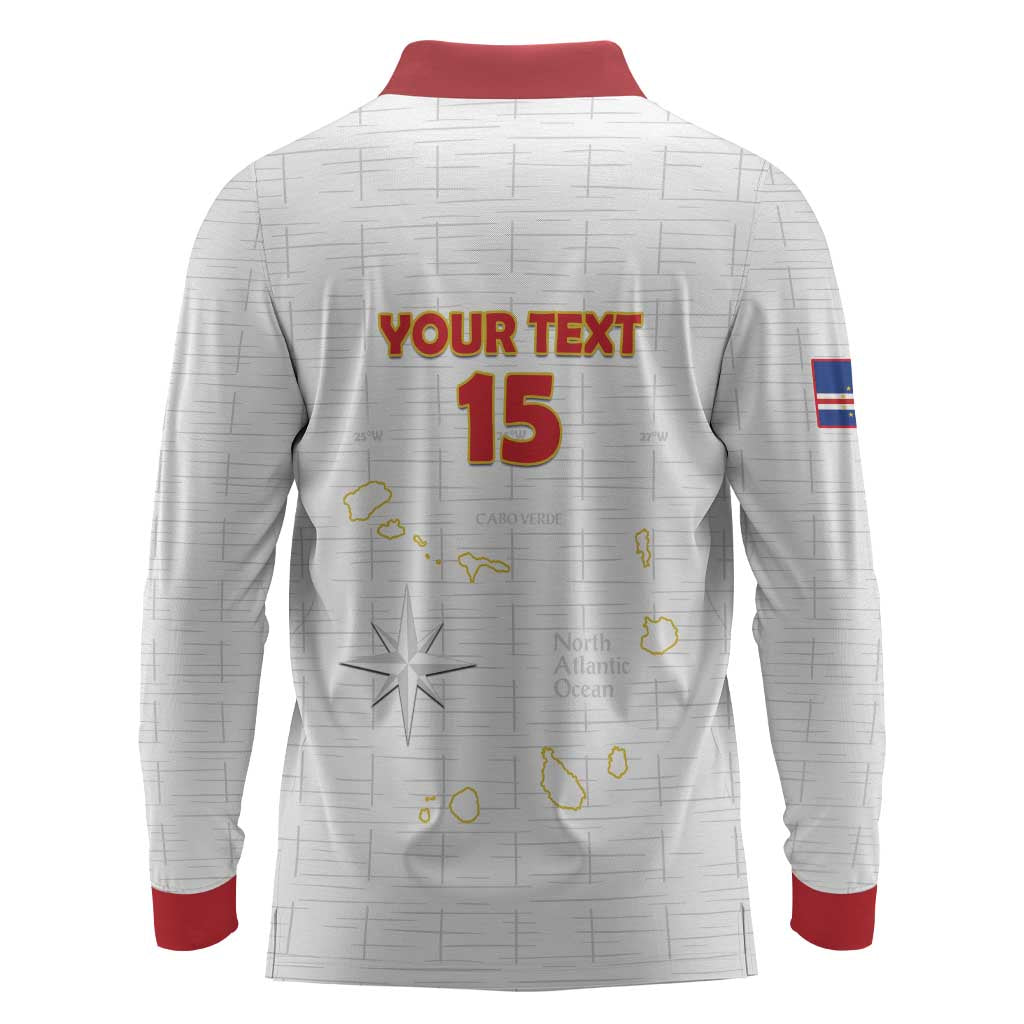 Custom Cabo Verde Football Long Sleeve Polo Shirt Go Tubaroes Azuis Go - White - African Pride