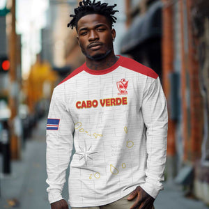 Custom Cabo Verde Football Long Sleeve Shirt Go Tubaroes Azuis Go - White - African Pride