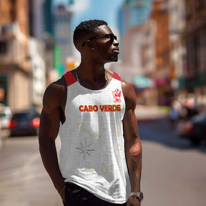 Custom Cabo Verde Football Men Tank Top Go Tubaroes Azuis Go - White - African Pride
