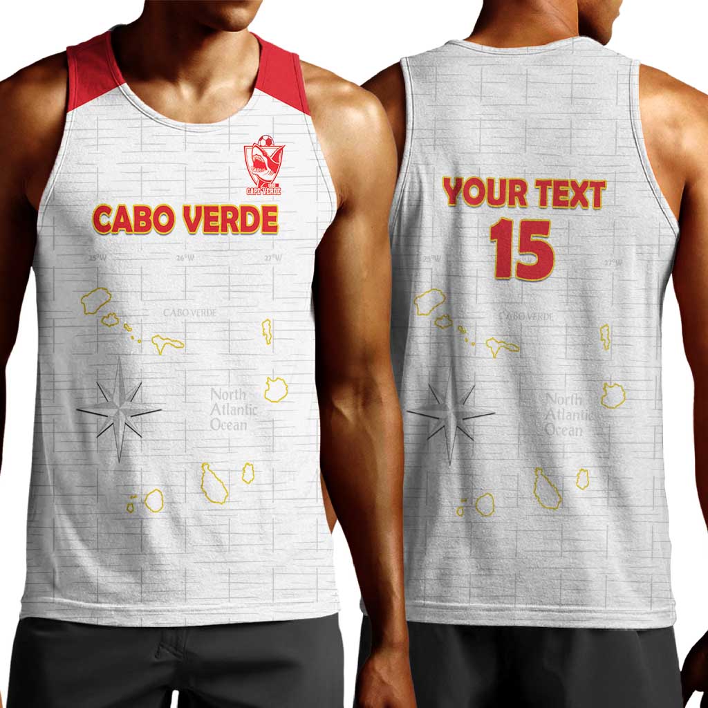 Custom Cabo Verde Football Men Tank Top Go Tubaroes Azuis Go - White - African Pride