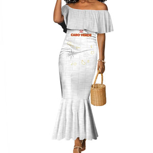 Custom Cabo Verde Football Mermaid Dress Go Tubaroes Azuis Go - White - African Pride