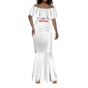 Custom Cabo Verde Football Mermaid Dress Go Tubaroes Azuis Go - White - African Pride
