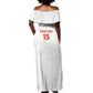 Custom Cabo Verde Football Off Shoulder Maxi Dress Go Tubaroes Azuis Go - White - African Pride