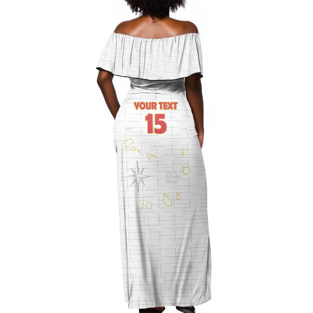 Custom Cabo Verde Football Off Shoulder Maxi Dress Go Tubaroes Azuis Go - White - African Pride