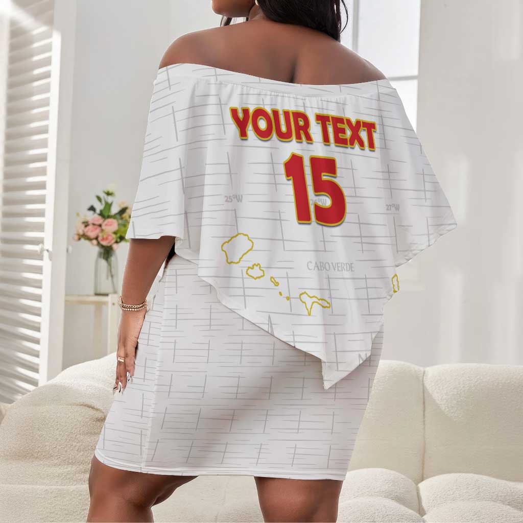 Custom Cabo Verde Football Off Shoulder Short Dress Go Tubaroes Azuis Go - White - African Pride
