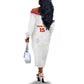 Custom Cabo Verde Football Off The Shoulder Long Sleeve Dress Go Tubaroes Azuis Go - White - African Pride