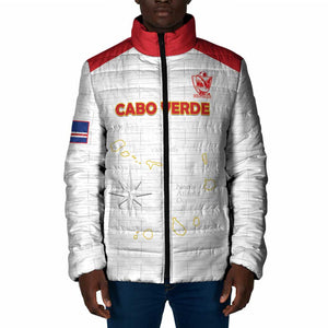 Custom Cape Verde Football Padded Jacket Come On Tubaroes Azuis - White