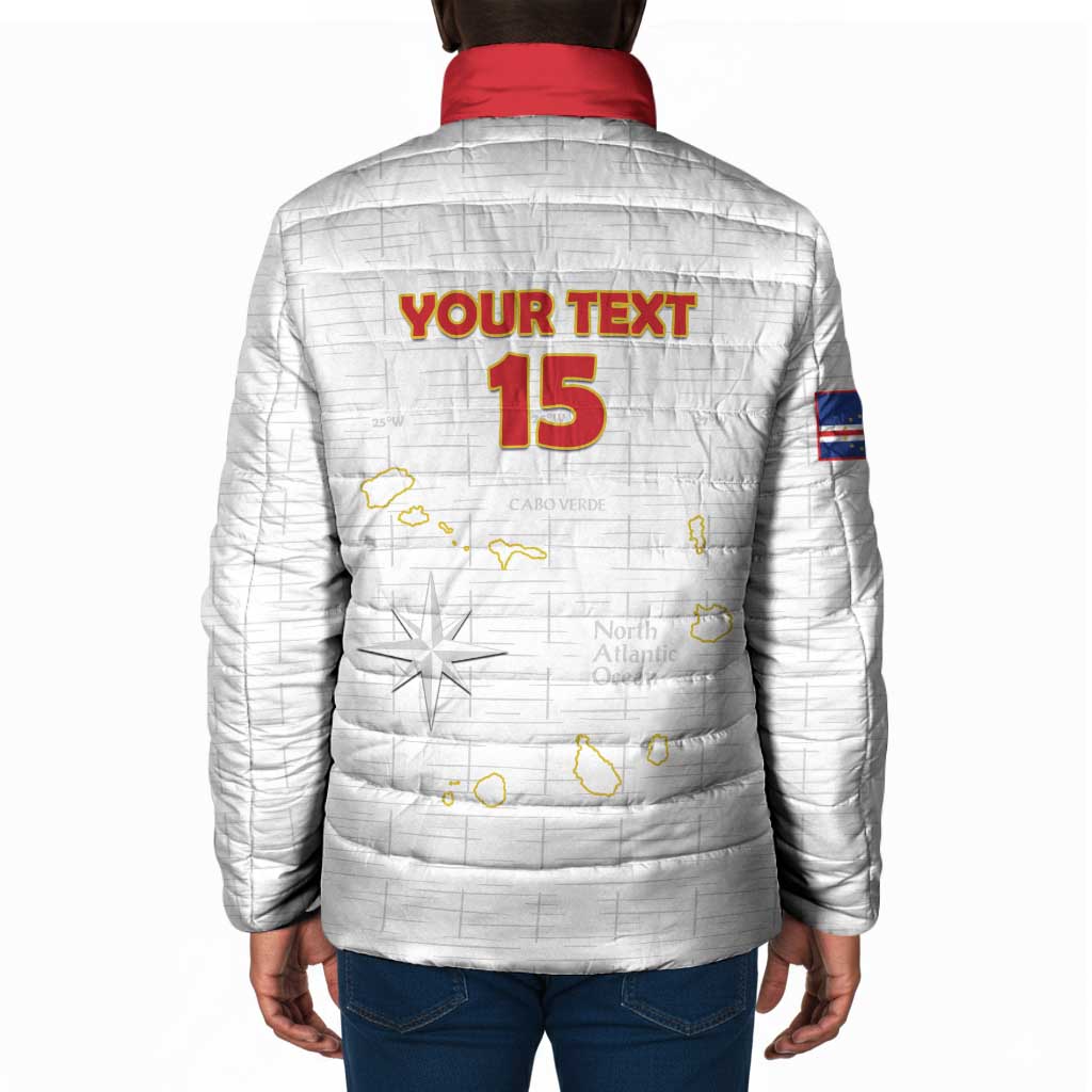 Custom Cape Verde Football Padded Jacket Come On Tubaroes Azuis - White
