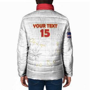 Custom Cape Verde Football Padded Jacket Come On Tubaroes Azuis - White