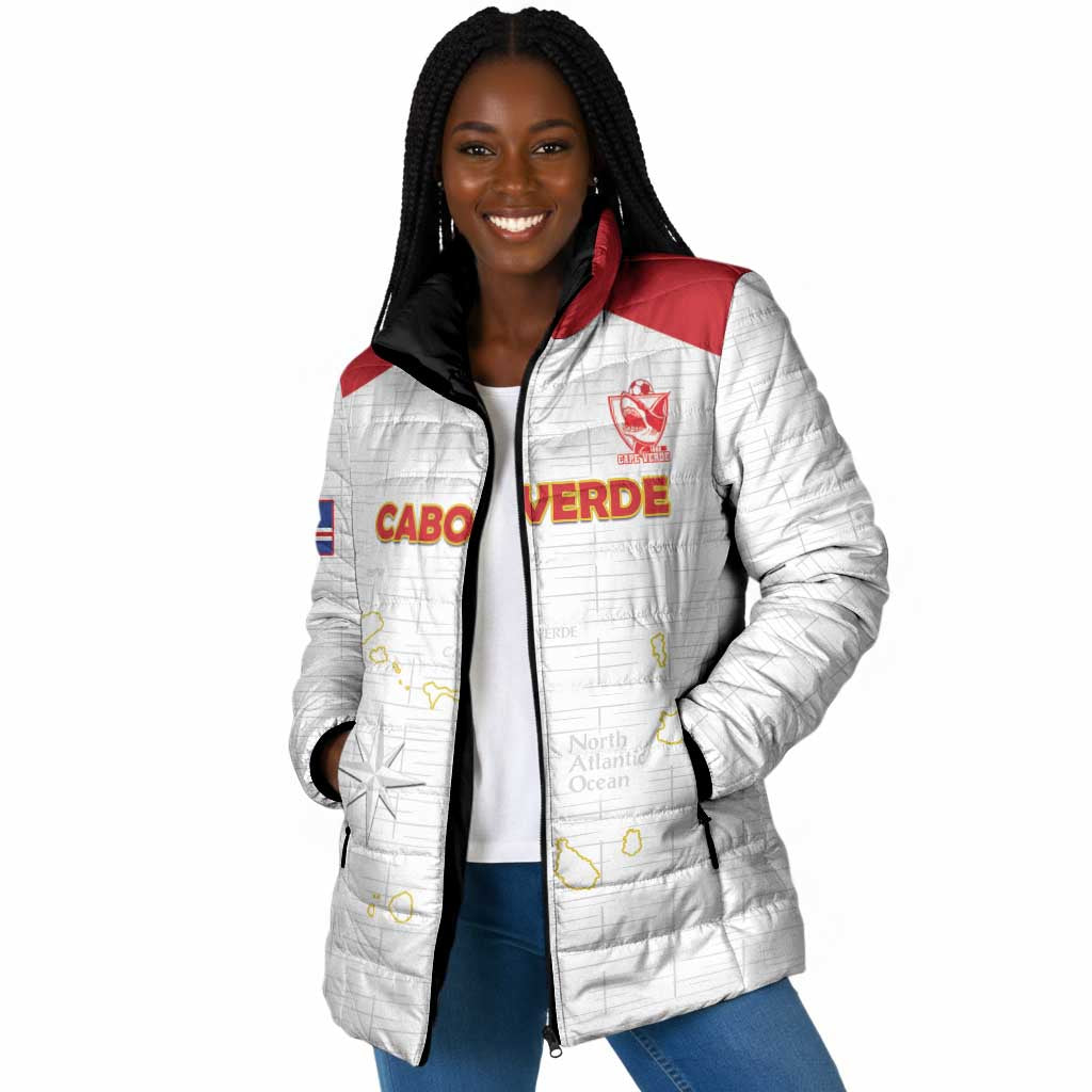 Custom Cape Verde Football Padded Jacket Come On Tubaroes Azuis - White