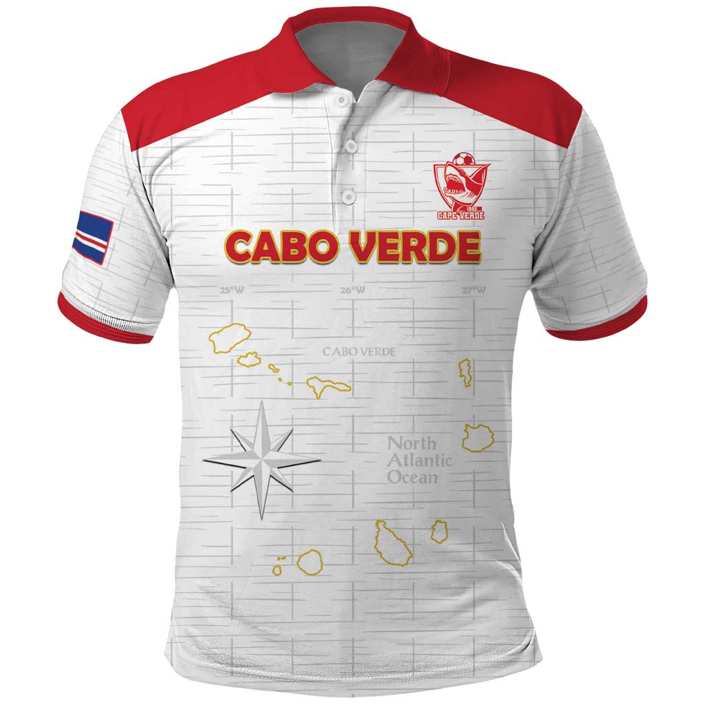 Custom Cabo Verde Football Polo Shirt Go Tubaroes Azuis Go - White - African Pride