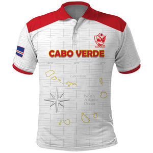 Custom Cabo Verde Football Polo Shirt Go Tubaroes Azuis Go - White - African Pride