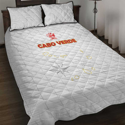 Cabo Verde Football Quilt Bed Set Go Tubaroes Azuis Go - White - African Pride