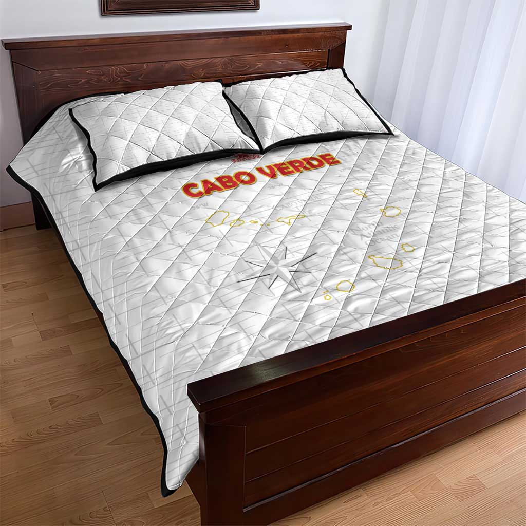 Cabo Verde Football Quilt Bed Set Go Tubaroes Azuis Go - White - African Pride